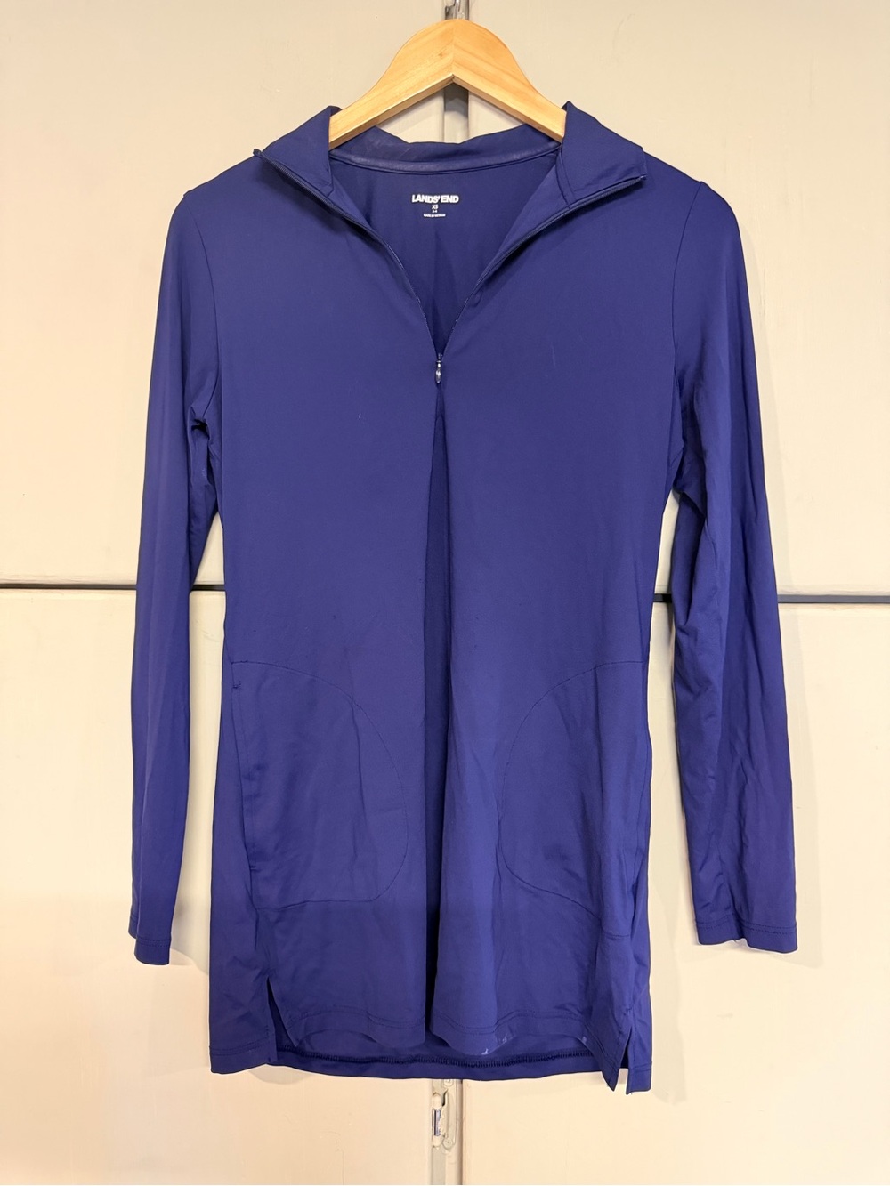 Lands' End Long Sleeve Quarter Zip Pull Over Cover- Royal Blue